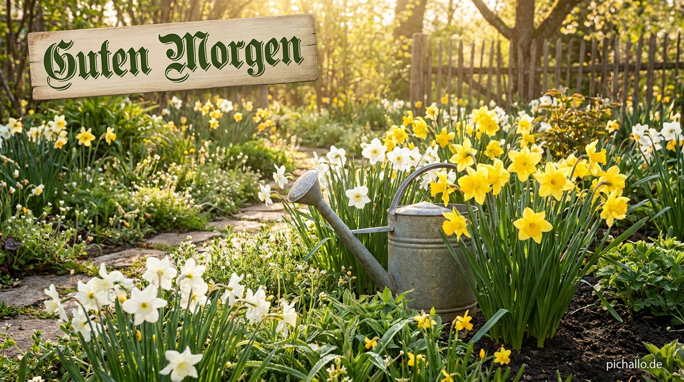 Gelbe Narzissen und Weiße Narzissen Garten Guten Morgen Bilder