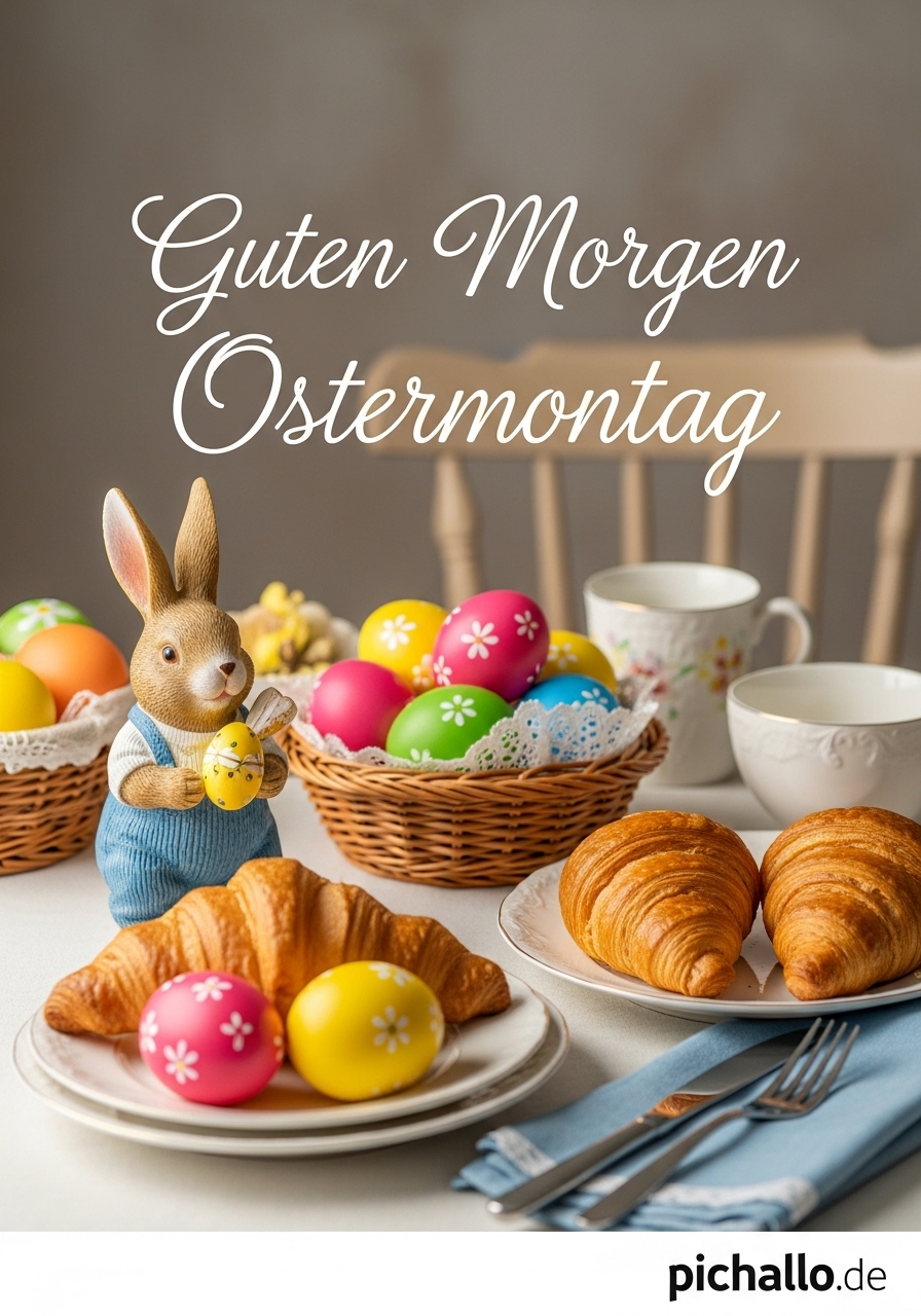 Gemütliches Osterfrühstück mit Hase Guten Morgen Ostermontag Bilder