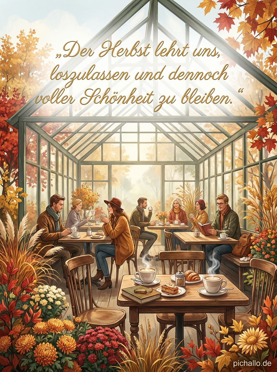 Gewächshaus Café mit Herbstweisheit Bilder