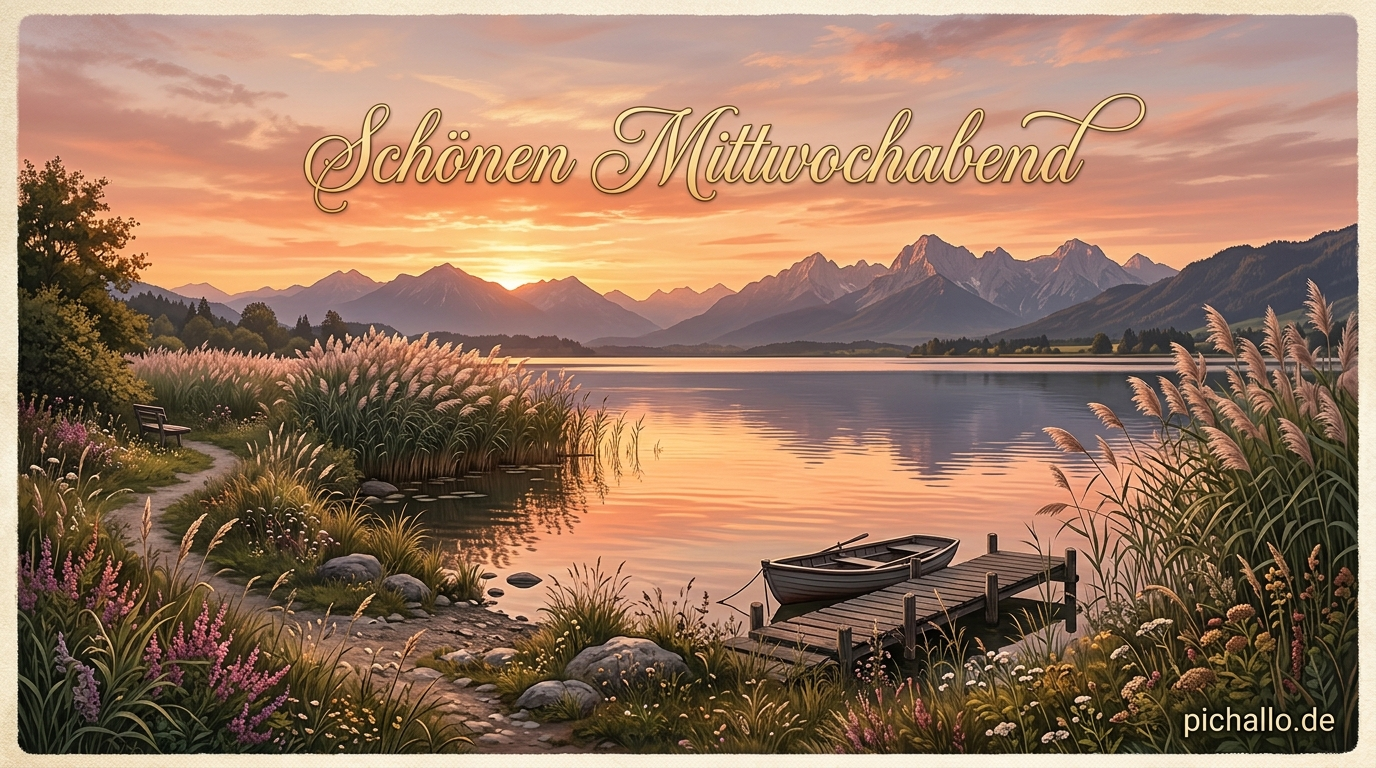 Goldener Sonnenuntergang am See Bilder zum Mittwochabend