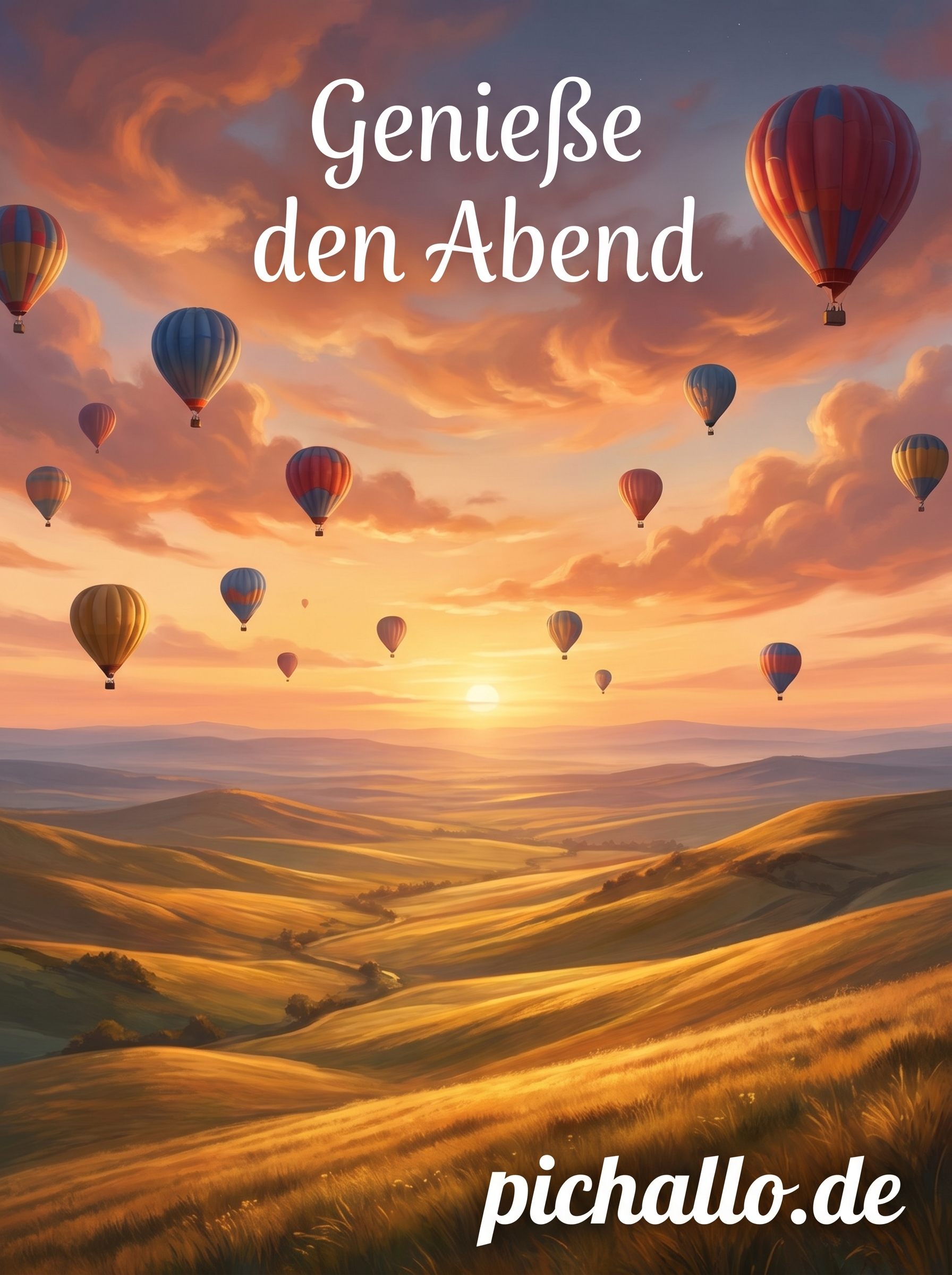 Heißluftballons über dem goldenen Tal Bilder zum Sonnenuntergang