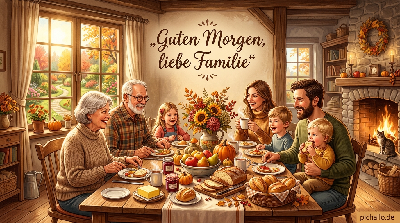 Herbstliches Familienfrühstück Bilder für Morgengrüße