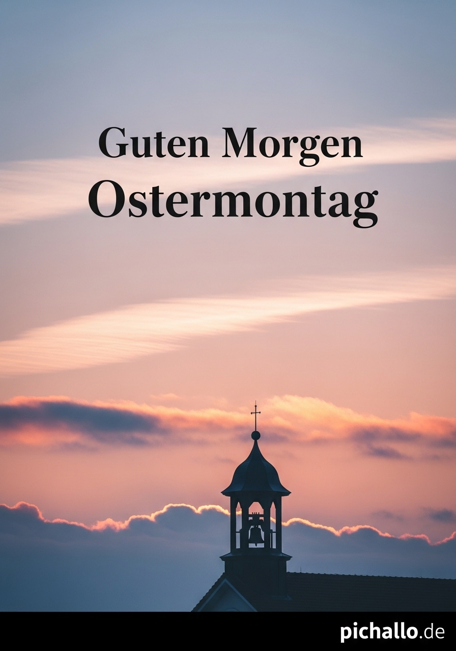 Kirchturm im Oster-Sonnenaufgang Guten Morgen Ostermontag Bilder