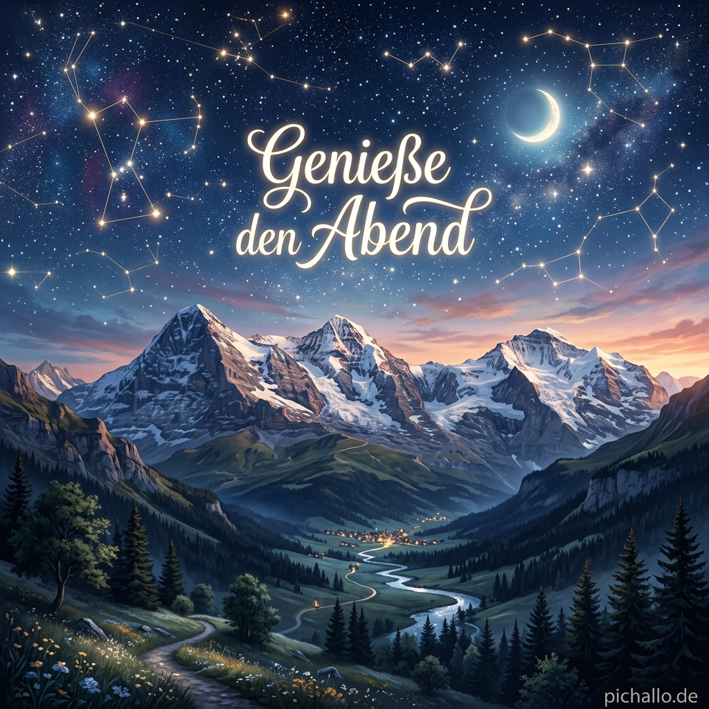 Leuchtende Sternbilder über den Bergen Bilder zum Mittwochabend