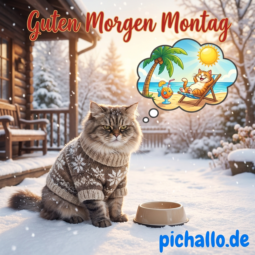 Lustige Guten Morgen Montag Katze Winter Bilder