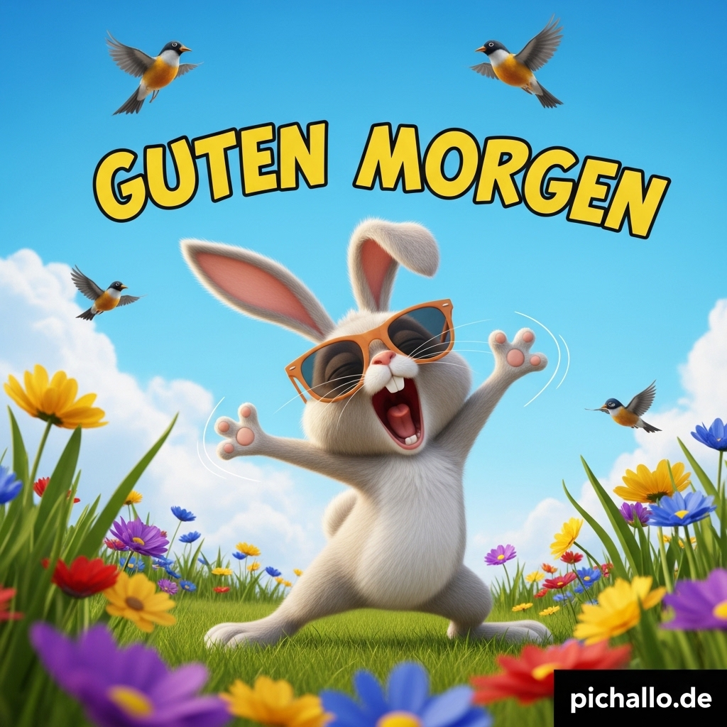 Lustiger Hase mit Sonnenbrille Guten Morgen Bilder