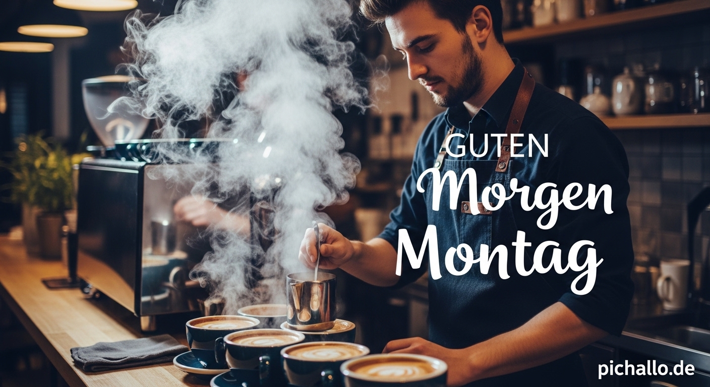 Moderner Coffee Shop Latte Art Guten Morgen Montag Bilder