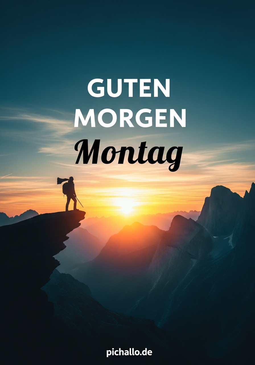 Motivierender Berggipfel Sonnenaufgang Guten Morgen Montag Bilder
