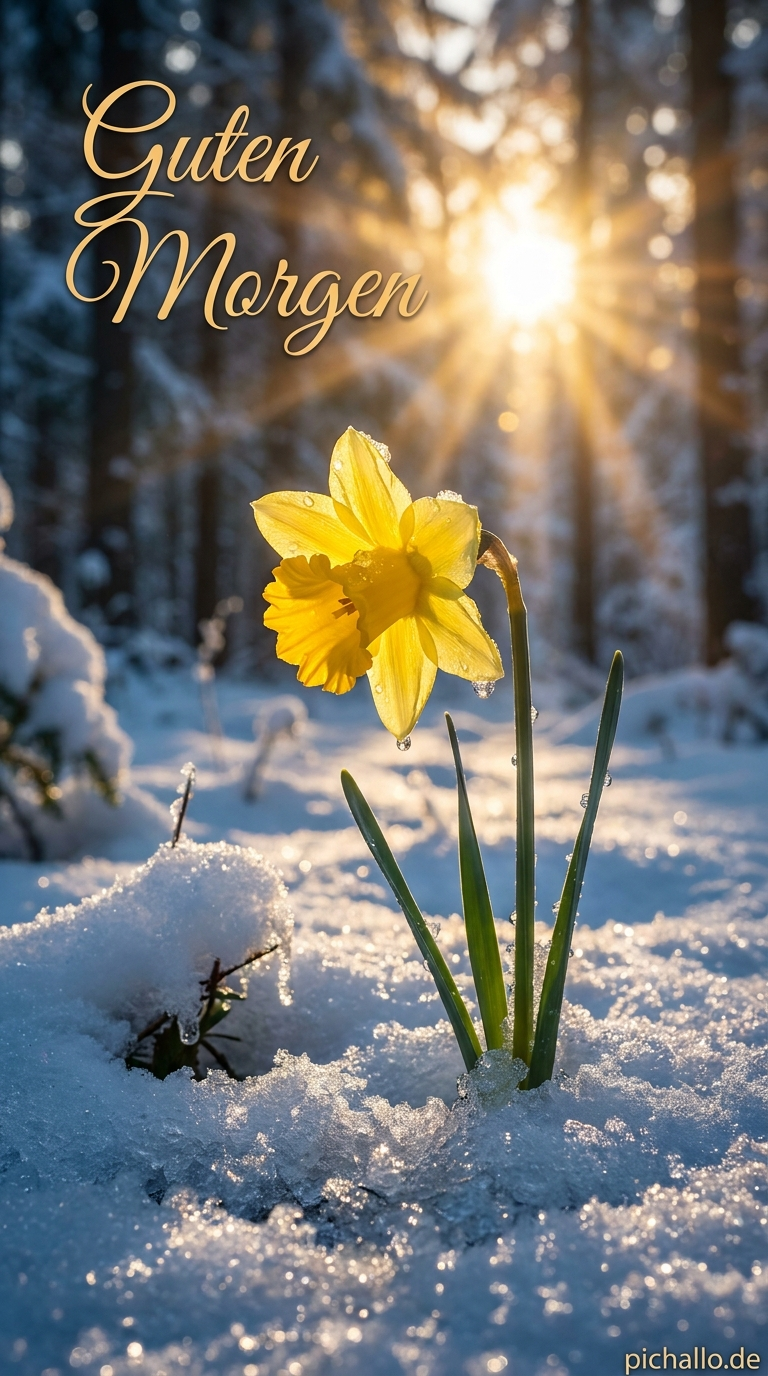 Narzisse durch den Schnee Guten Morgen Bilder