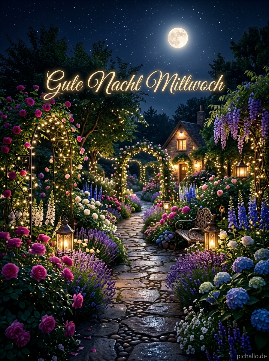 Romantische Gute Nacht Mittwoch Mondschein Garten Bilder