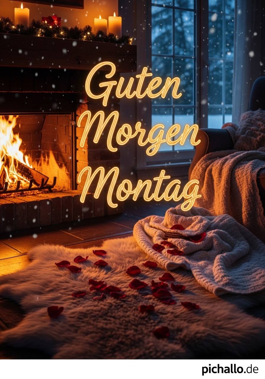 Romantische Guten Morgen Montag Kaminfeuer Bilder