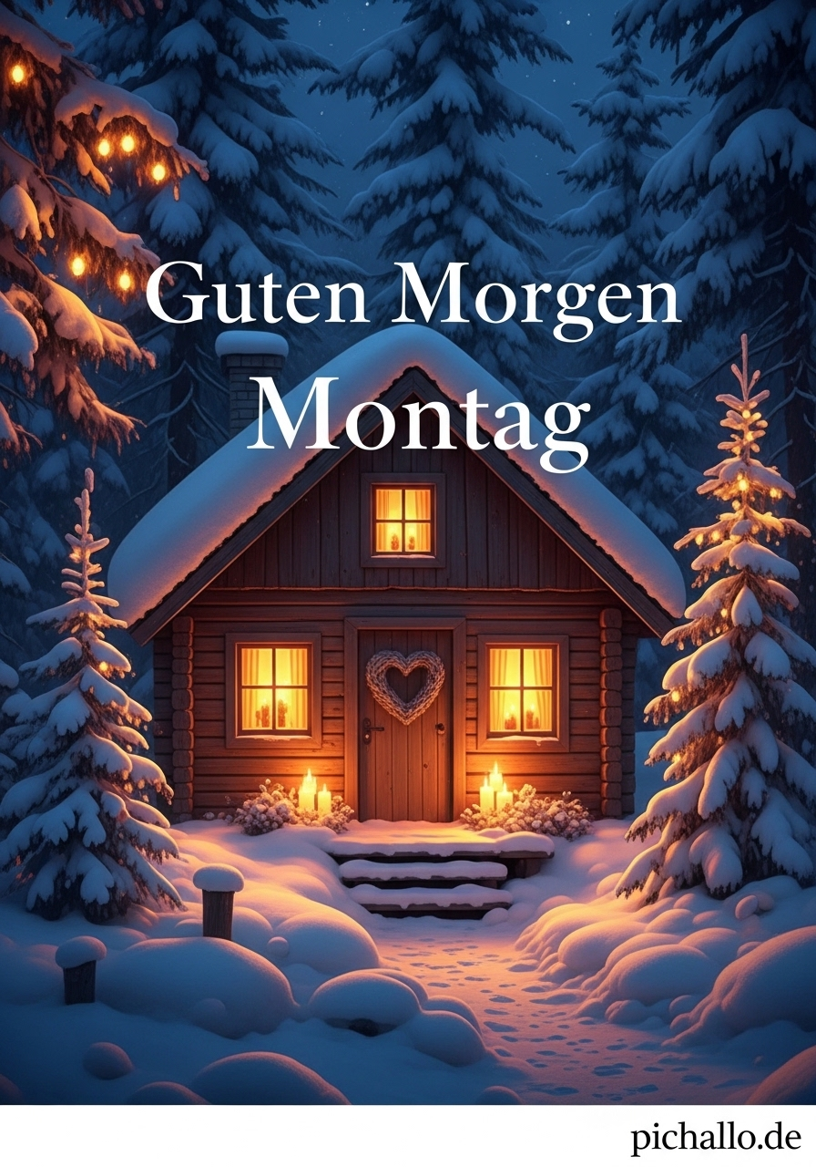 Romantische Guten Morgen Montag Winterhütte Bilder