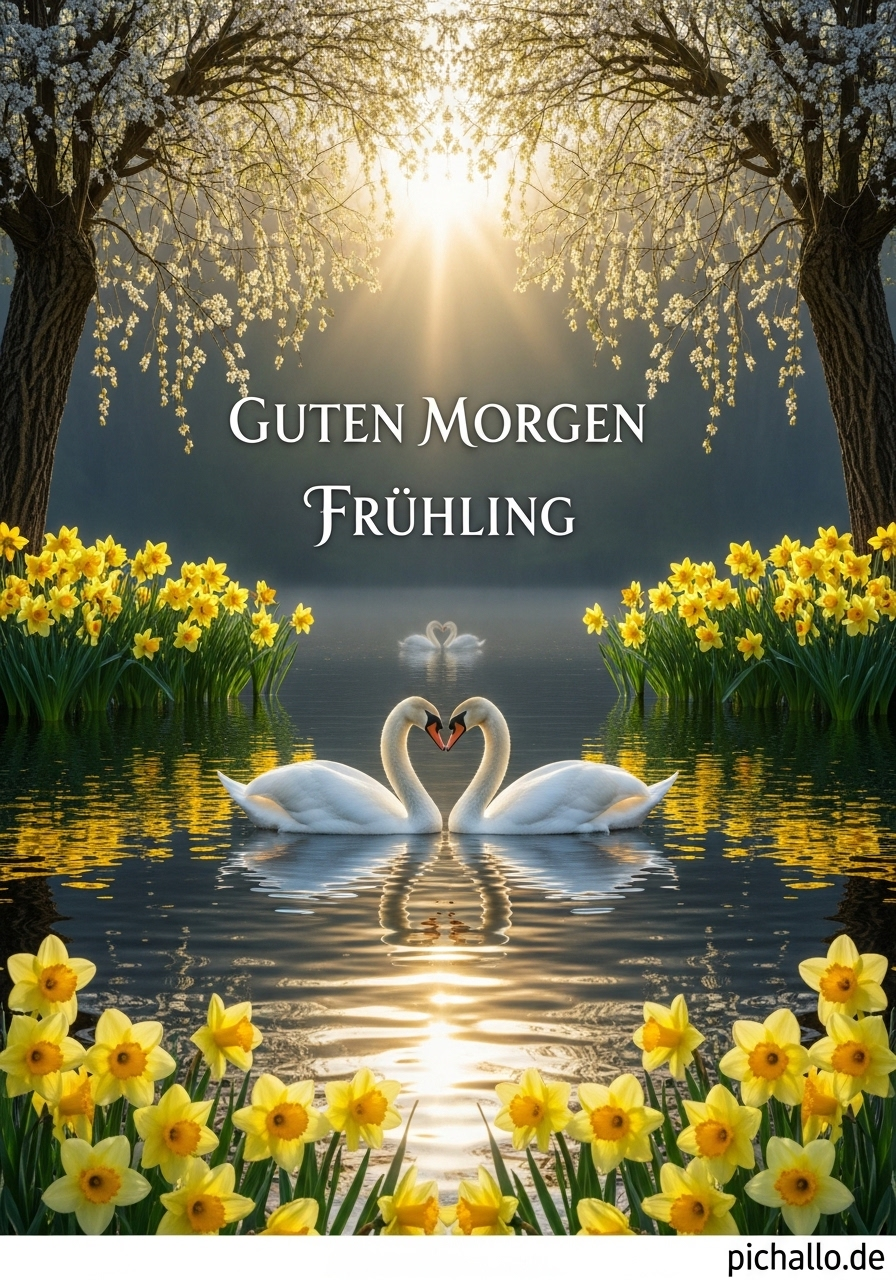 Romantische Schwäne Herzform Guten Morgen Bilder