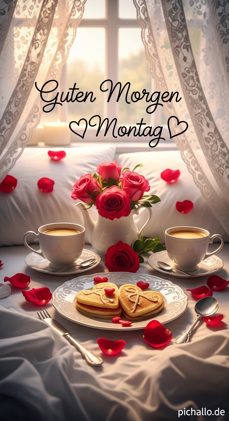 Romantisches Frühstück im Bett Guten Morgen Montag Bilder