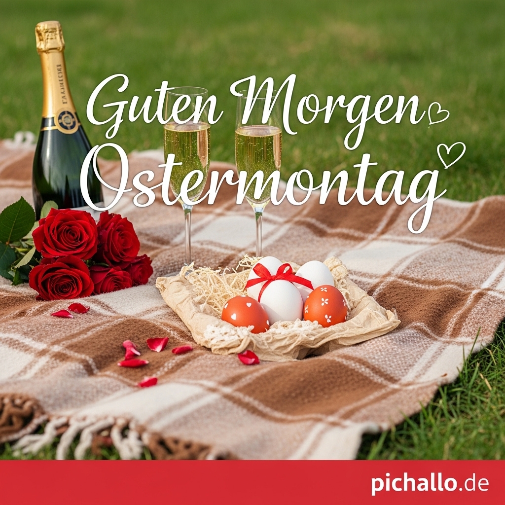 Romantisches Oster-Picknick für Zwei Guten Morgen Ostermontag Bilder