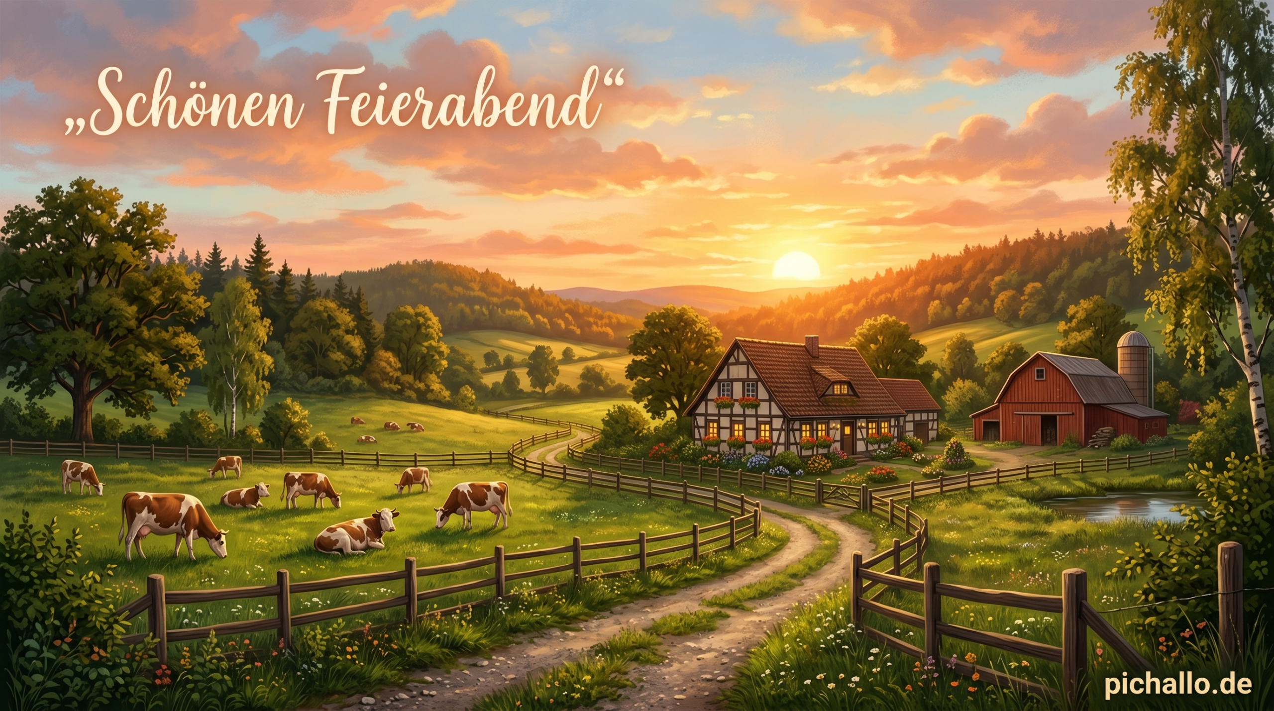 Scheune im Kornfeld Sonnenuntergang Bilder