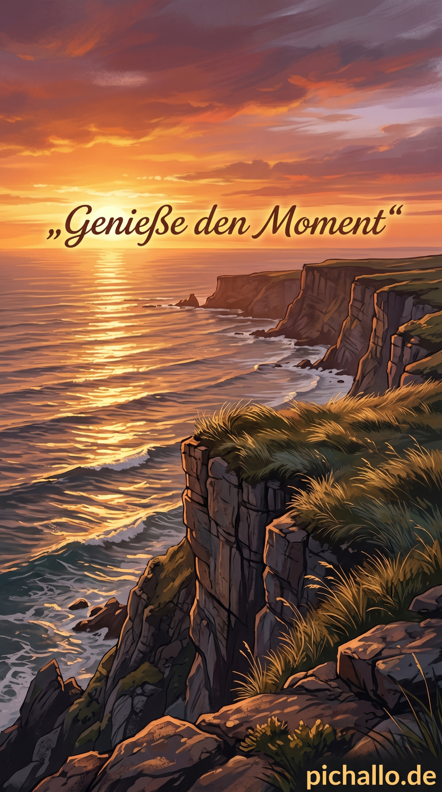 Steilküste im Sonnenuntergang Bilder am Meer