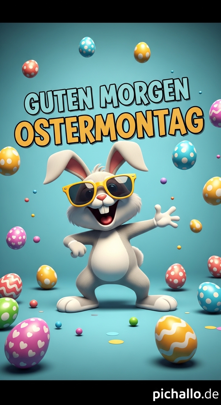 Tanzender Osterhase mit Sonnenbrille Guten Morgen Ostermontag Bilder