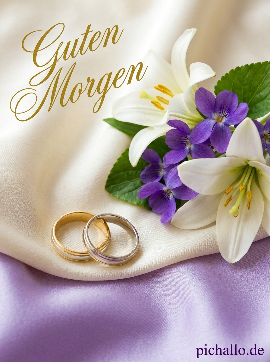 Verbundene Eheringe mit Lilien Guten Morgen Bilder