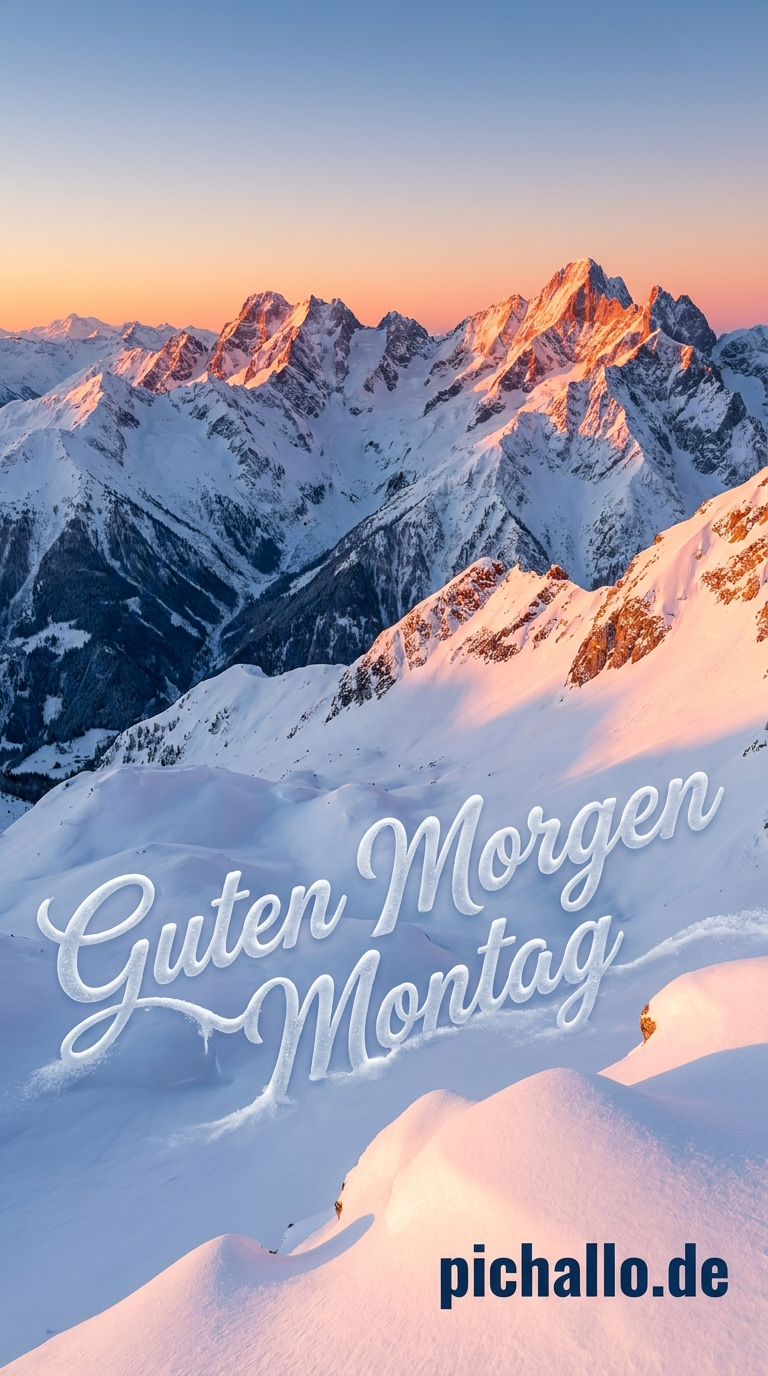 Verschneite Guten Morgen Montag Berglandschaft Bilder