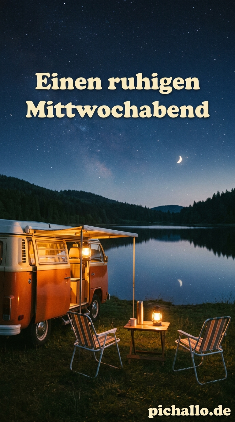 Vintage Camping am See unter Sternen Bilder zum Mittwoch