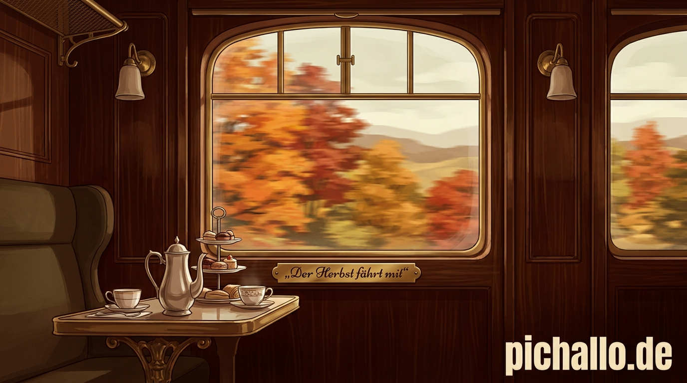Vintage Zugabteil mit Herbstkaffee Bilder