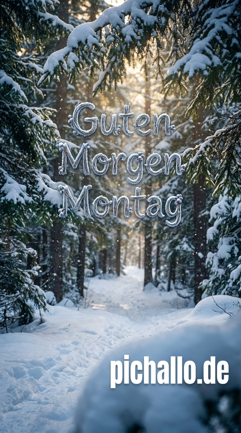 erschneite Guten Morgen Montag Winterwald Bilder